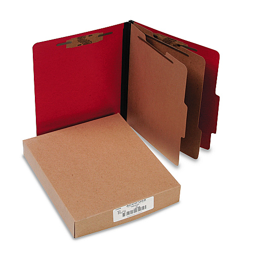ACCO ColorLife PRESSTEX Classification Folders, 2 Dividers, Letter Size, Executive Red, 10/Box (15669)