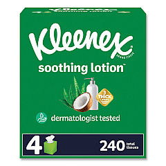Kleenex Lotion Facial Tissue, 3-Ply, White, 60 Sheets/Box, 4 Boxes/Pack, 8 Packs/Carton (54289)