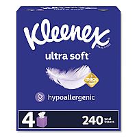 Kleenex Ultra Soft Facial Tissue, 3-Ply, White, 60 Sheets/Box, 4 Boxes/Pack, 3 Packs/Carton (54308)