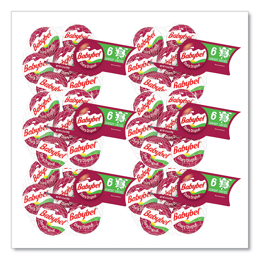 Mini Babybel Sharp Original, Sharp Cheddar, 0.71 oz Individually Wrapped, 6/Bag, 6 Bags/Carton (60000233)