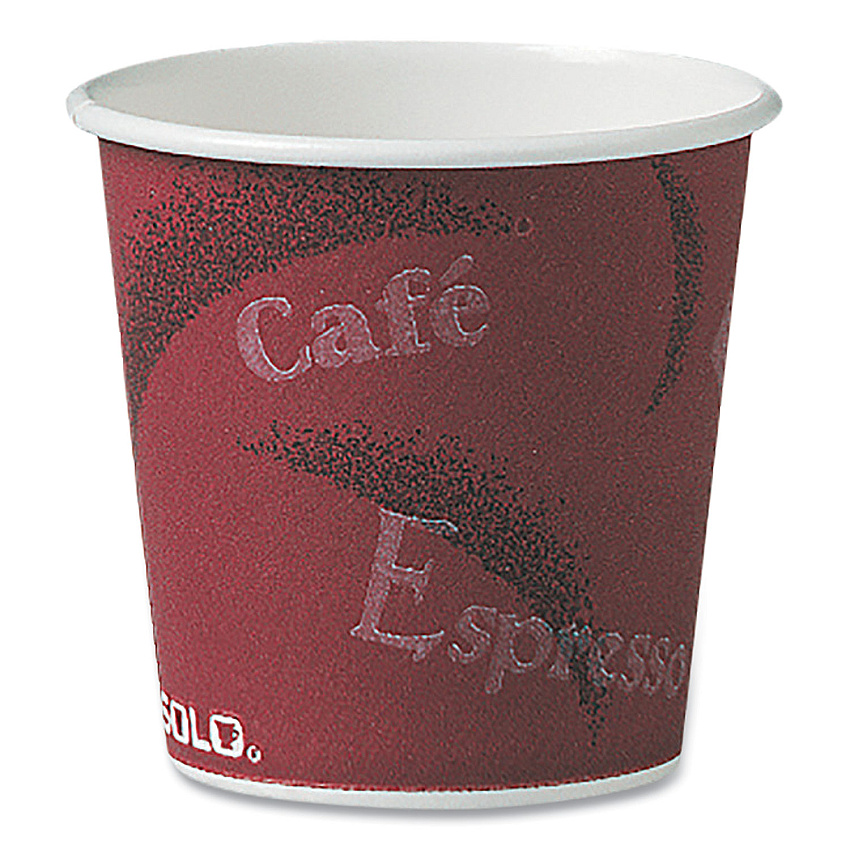 Dart Polycoated Hot Paper Cups, 4 oz, Bistro Design, 50/Pack, 20 Pack/Carton (374SI)