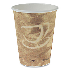 Dart Mistique Polycoated Hot Paper Cup, 12 oz, Printed, Brown, 50/Sleeve, 20 Sleeves/Carton (412MSN)
