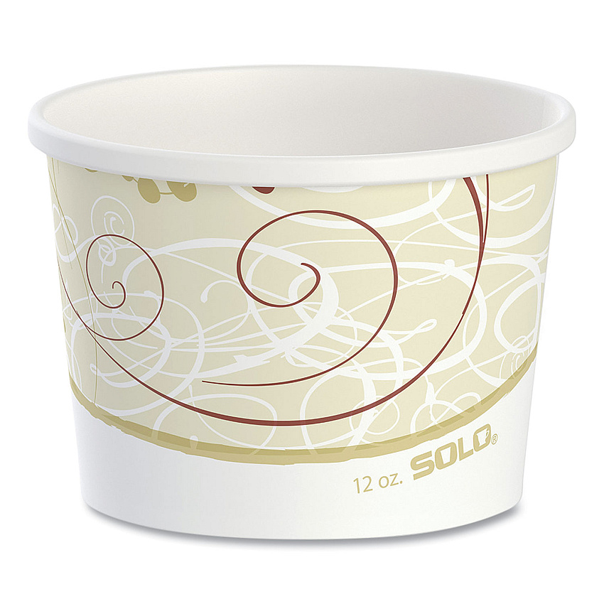 Dart Double Poly Paper Food Containers, 12 oz, 3.6" Diameter x 3.3"h, Symphony Design, 25/Pack, 20Pack/Crtn (HS4125SYM)