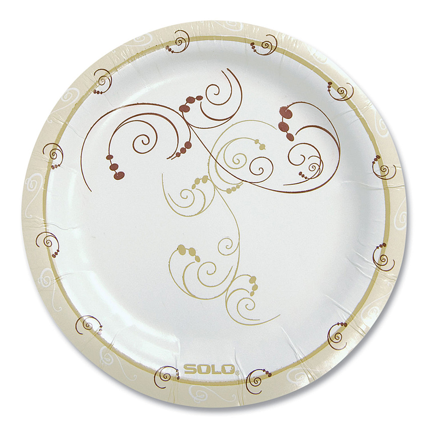 Dart Symphony Paper Dinnerware, Mediumweight Plate, 6" dia, Tan, 125/Pack, 8 Packs/Carton (MP6J8001CT)