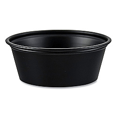 SOLO Portion Containers, 1.5 oz, Plastic, Black, 250/Bag, 10 Bags/Carton (P150BLK)