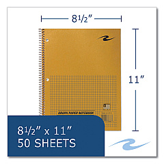 Roaring Spring Lab and Science Wirebound Notebook, Quadrille Rule (4 sq/in), Brown Cover, (50) 8.5 x 11 Sheets, 24/Carton (77688CS)