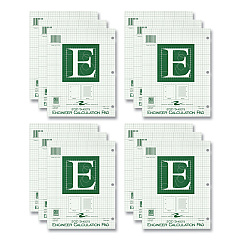 Roaring Spring Engineer Pad, (0.5" Margins), Quad Rule (5 sq/in, 1 sq/in), 200 Light Green 8.5 x 11 Sheets/Pad, 12/Carton (95389CS)