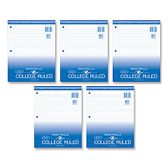 Roaring Spring Loose Leaf Paper, 8.5 x 11, 3-Hole Punched, College Rule, White, 500 Sheets/Pack, 5 Packs/Carton (83909CS)