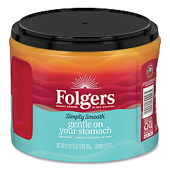 Folgers Simply Smooth Ground Coffee, Gentle On Your Stomach, 27 oz Canister (30446)
