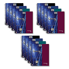Roaring Spring Genesis Notebook, 3-Subject, Medium/College Rule, Randomly Assorted Cover Color, (150) 11 x 9 Sheets, 12/Carton (13114CS)