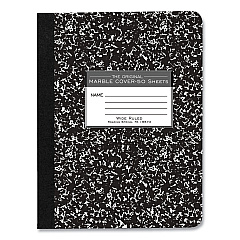 Roaring Spring Hardcover Marble Composition Book, Wide/Legal Rule, Black Marble Cover, (50) 9.75 x 7.5 Sheets, 48/Carton (77220CS)