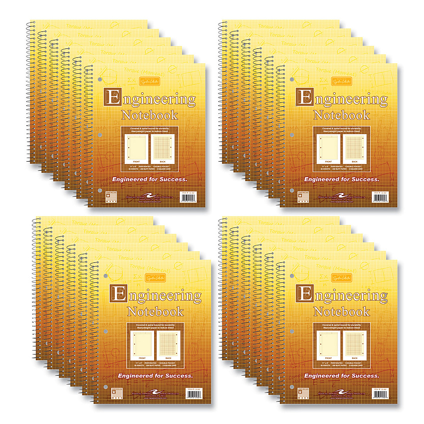 Roaring Spring Wirebound Engineering Notebook, 20 lb Paper Stock, Buff Cover, 80 Buff 11 x 8.5 Sheets, 24/Carton (13182CS)