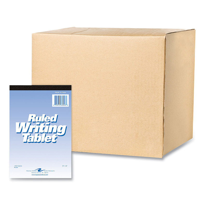 Roaring Spring Writing Tablet, Wide/Legal Rule, 100 White 6 x 9 Sheets, 48/Carton (63046CS)
