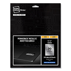 Avery PermaTrack Metallic Asset Tag Labels, Laser Printers, 0.75 x 2, Metallic Silver, 30/Sheet, 8 S