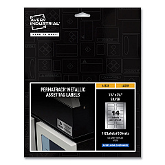 Avery PermaTrack Metallic Asset Tag Labels, Laser Printers, 1.25 x 2.75, Silver, 14/Sheet, 8 Sheets/