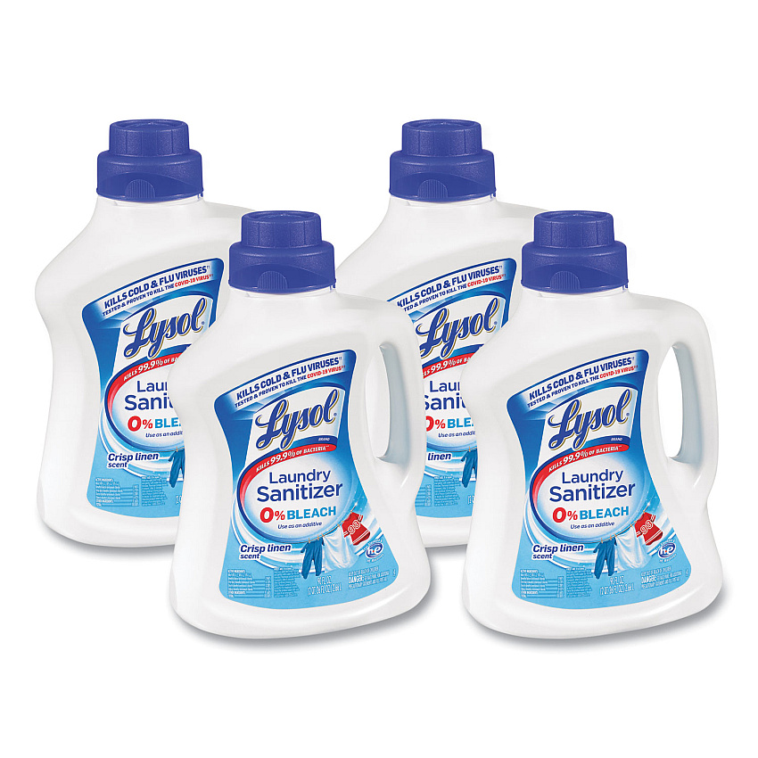 LYSOL Brand Laundry Sanitizer, Liquid, Crisp Linen, 90 oz, 4/Carton (95872)