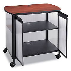Safco Impromptu Deluxe Machine Stand w/Doors, 34.75w x 25.5d x 30.75h, Black/Cherry (1859BL)