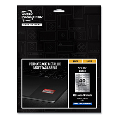 Avery PermaTrack Metallic Asset Tag Labels, Laser Printers, 0.75 x 1.5, Metallic Silver, 40/Sheet, 8