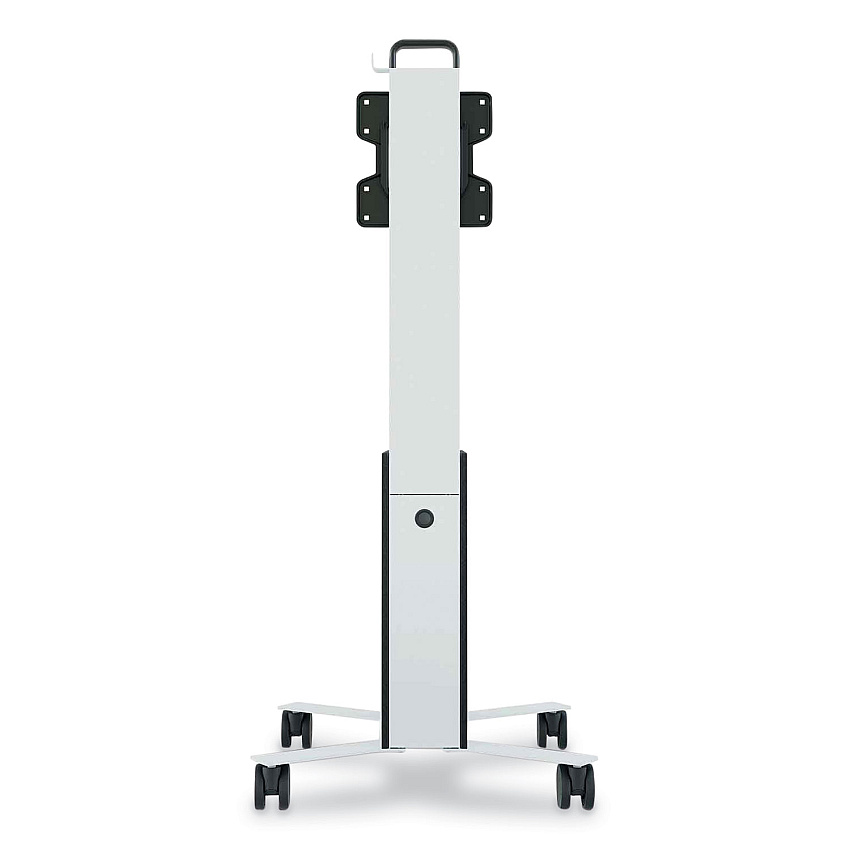 Durable Mobile TV Cart COWORKSATION, Engineered Wood, 3 Shelves, 40 lb Capacity, 22.5 x 22.6 x 50.89, White (370202)