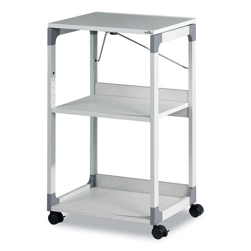 Durable 3-Tier Multimedia Trolley for Projectors, Metal, 3 Shelves, 20 x 17 x 34.75, Gray (370110)
