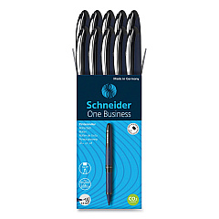 Schneider One Business Rollerball Pen, Stick, Fine 0.6 mm, Black Ink, Dark Blue/Black Barrel, 10/Box (183001)