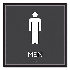 Headline ADA Sign, Men, Plastic, 8 x 8, Clear/White (66914)
