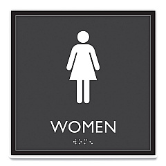Headline ADA Sign, Women, Plastic, 8 x 8, Clear/White (66912)