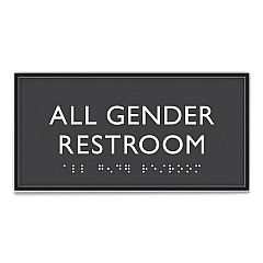 Headline ADA Sign, All Gender Restroom, Plastic, 4 x 4, Clear/White (69920)