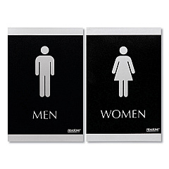 Headline Century Series Office Sign, Men; Women, 6 x 9, Black/Silver (4248)