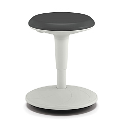 HON Revel Adjustable Height Fidget Stool, Backless, Supports Up to 250 lb, 13.75" to 18.5" Seat Height, Charcoal Seat, White Base (EFS01S)