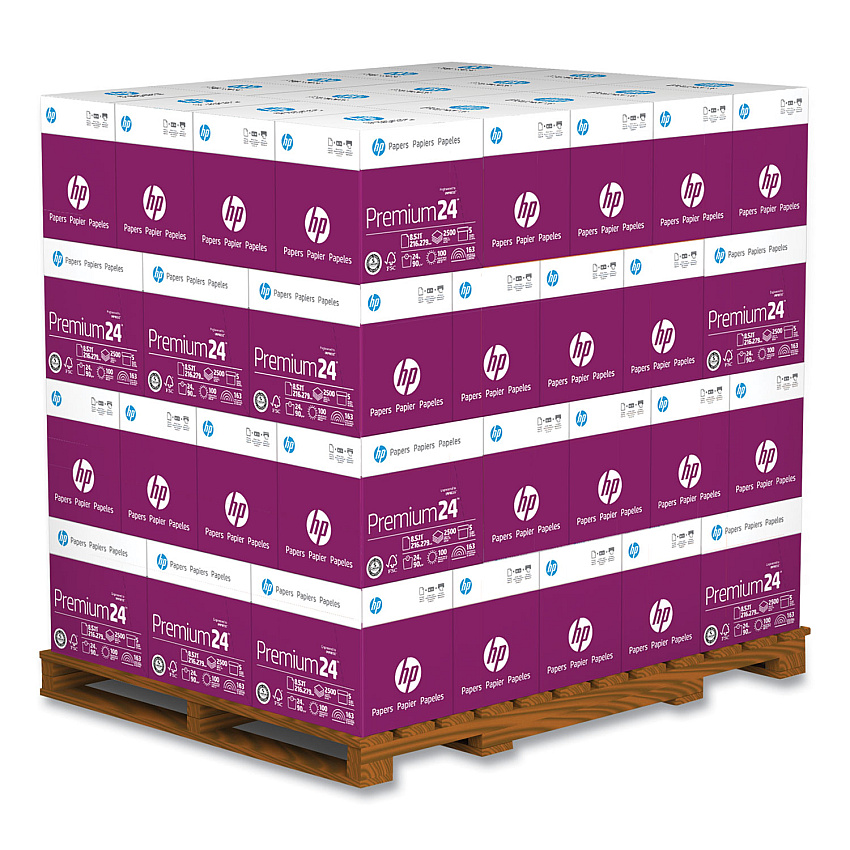 HP Premium24 Paper, 98 Bright, 24 lb Bond Weight, 8.5 x 11, Ultra White, 500 Sheets/Ream, 5 Reams/Carton, 64 Cartons/Pallet (115300PLT)