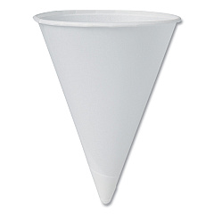 Dart Cone Water Cups, Paper, 4 oz, Rolled Rim, White, 200/Bag, 25 Bags/Carton (4R2050)