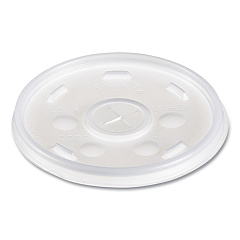 Dart Plastic Lids for Foam Cups, Bowls and Containers, Flat with Straw Slot, Fits 6-14 oz, Translucent, 1,000/Carton (12SL)