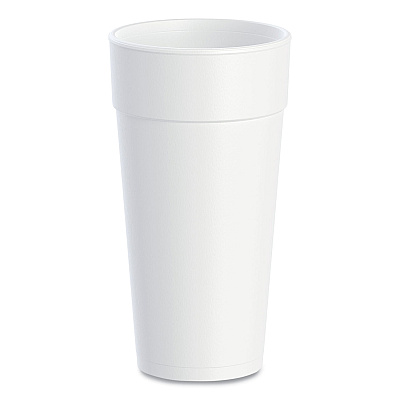 Dart Foam Drink Cups, Hot/Cold, 24 oz, White, 25/Bag, 20 Bags/Carton (24J16)