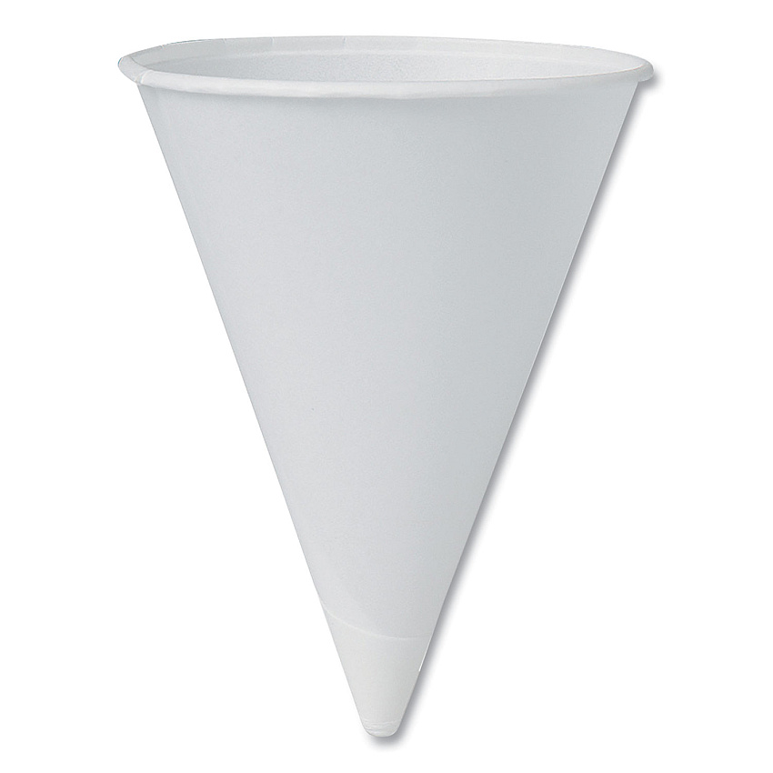 Dart Cone Water Cups, Paper, 4.25 oz, Rolled Rim, White, 200/Bag, 25 Bags/Carton (42R2050)
