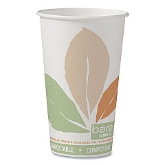 Dart Bare by Solo Eco-Forward PLA Paper Hot Cups, 16 oz, Leaf Design, White/Green/Orange, 1,000/Carton (316PLABB)