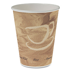 Dart Mistique Polycoated Hot Paper Cup, 8 oz, Printed, Brown, 50/ Sleeve, 20 Sleeves/Carton (378MS)