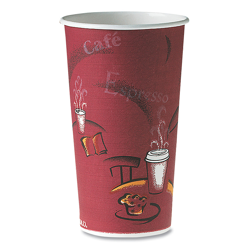 Dart Polycoated Hot Paper Cups, 20 oz, Bistro Design, 600/Carton (420SI)