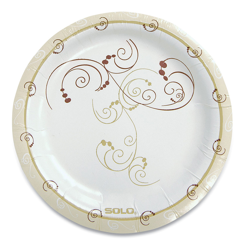 Dart Symphony Paper Dinnerware, Mediumweight Plate, 6" dia, Tan, 125/Pack (MP6J8001PK)