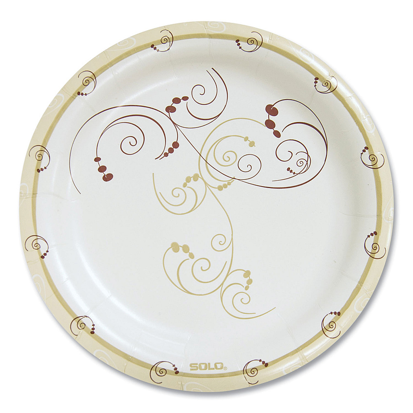Dart Symphony Paper Dinnerware, Mediumweight Plate, 8.5" dia, Tan, 125/Pack, 4 Packs/Carton (MP9RJ8001CT)
