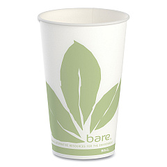 SOLO Cup Company Bare Eco-Forward Treated Paper Cold Cups, 16 oz, Green/White, 100/Sleeve 10 Sleeves/Carton (RW16BBD110CT)