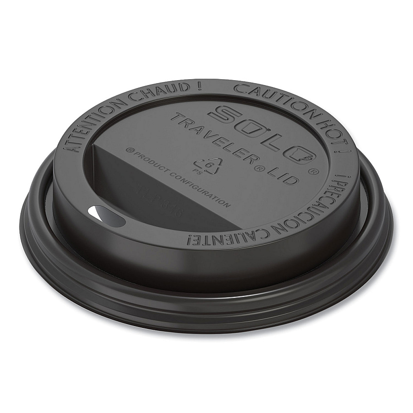 Dart Traveler Cappuccino Style Dome Lid, Fits 10 oz to 24 oz Cups, Black, 100/Sleeve, 10 Sleeves/Carton (TLB316)
