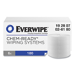 Everwipe Chem-Ready Dry Wipes, 5 x 2.16, White, 180/Roll, 6 Rolls/Carton (192807)