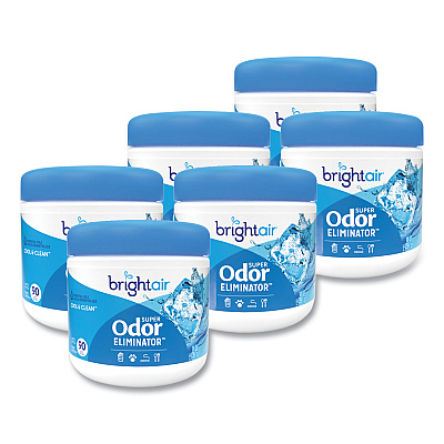 BRIGHT Air Super Odor Eliminator, Cool and Clean, Blue, 14 oz Jar, 6/Carton (900090CT)