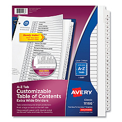 Avery Customizable TOC Ready Index Black and White Dividers, 26-Tab, Letter (11166)