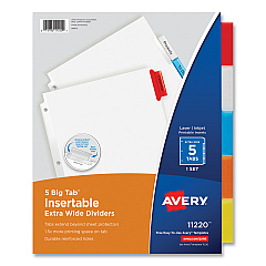Avery Insertable Big Tab Dividers, 5-Tab, 11 1/8 x 9 1/4 (11220)