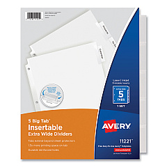 Avery Insertable Big Tab Dividers, 5-Tab, 11 1/8 x 9 1/4 (11221)