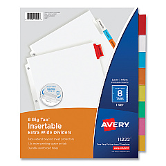 Avery Insertable Big Tab Dividers, 8-Tab, 11 1/8 x 9 1/4 (11222)
