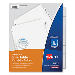 Avery Insertable Big Tab Dividers, 8-Tab, 11 1/8 x 9 1/4 (11223)