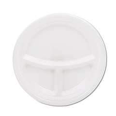 Dart Mediumweight Foam Plates, 3-Compartment, 9" dia, White, 125/Pack (9CPWQRPK)